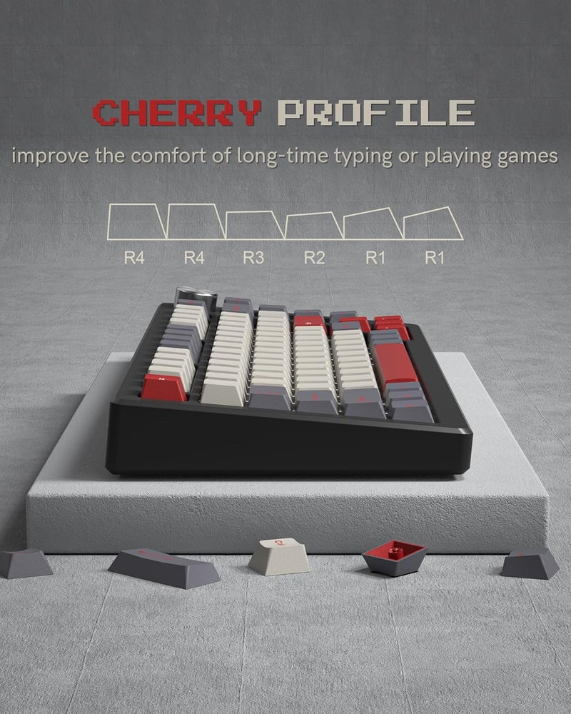COSTOM Womier Double Shot PBT Keycaps Set 138 Keys, Cherry Profile Custom Keycaps 60 65 75 100 Percent for 61/64/68/84/87/100/104/108 Retro Gaming Mechanical Keyboard, Purple Gray - Image 5